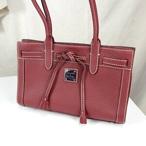 East/West Tassel Tote in Burgundy Pebbled Leather